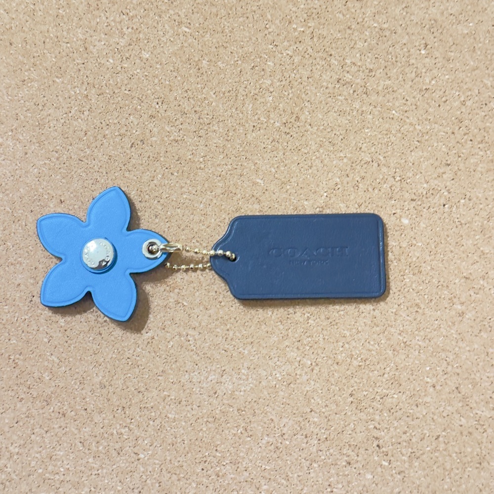Coach Navy Leather Key Fob or Bag Charm